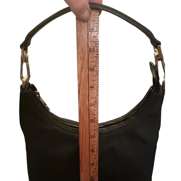VTG 90s Gucci Nylon Leather Trim Compact Shoulder Bag Black Quiet Luxury Sleek - Picture 10 of 16